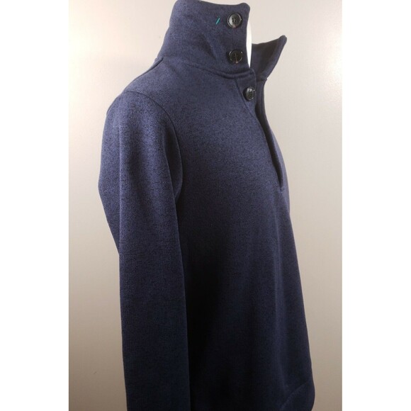 H2H Sweater Mens Medium Pullover Casual 1/4 Button Blue Knit Thick Polyester - Picture 6 of 12